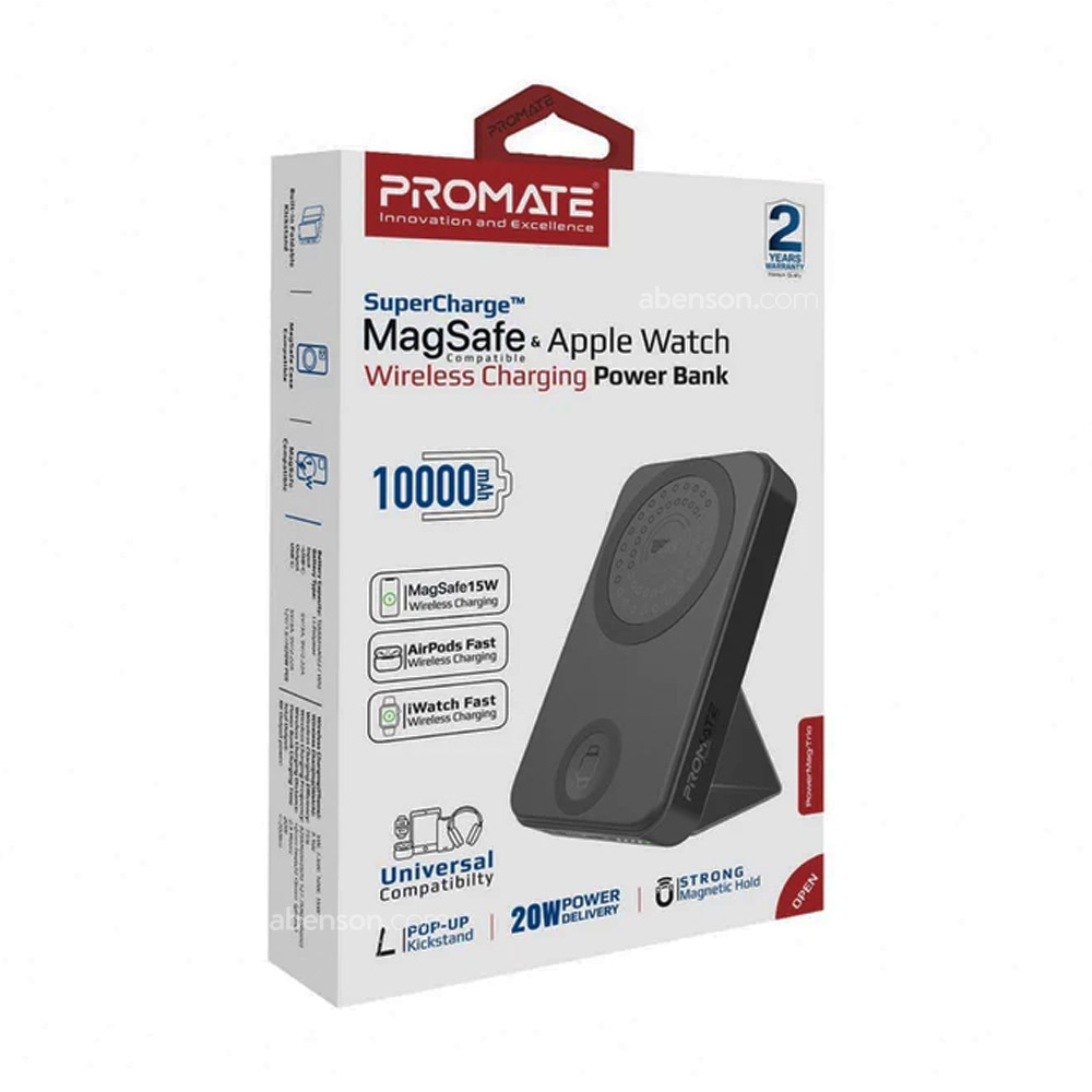 Promate PowerMag-Trio Black MagSafe Apple Watch Power Bank