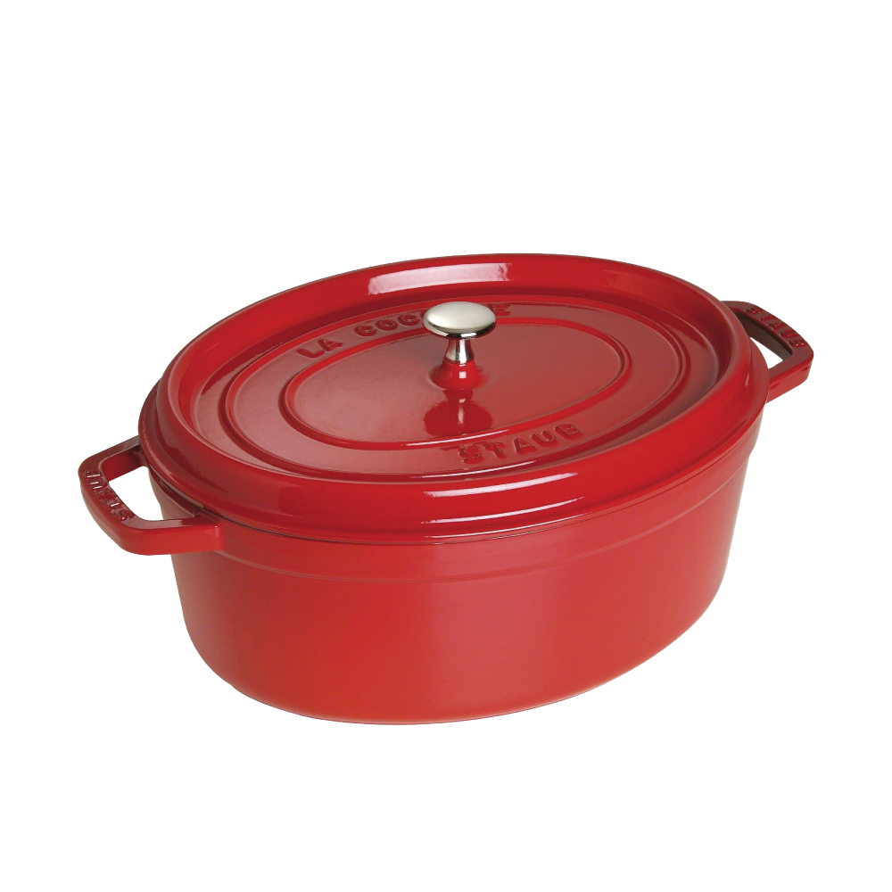 Staub Oval Cocotte 33cm Cherry Cast Iron Casserole | Cookware