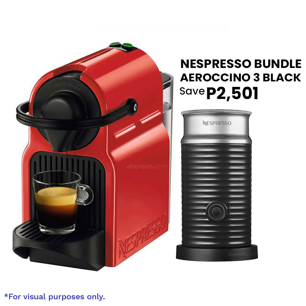 Nespresso Inissia Red + Aeroccino 3 Black Bundle | Food and