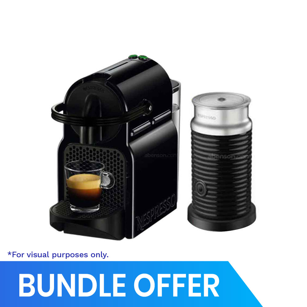 Nespresso Inissia Black + Aeroccino 3 Black Bundle | Food and
