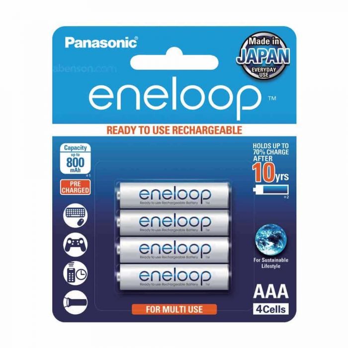 Eneloop AA Batteries with D Spacers, 1800 cycle, Ni-MH Pre-Charged R
