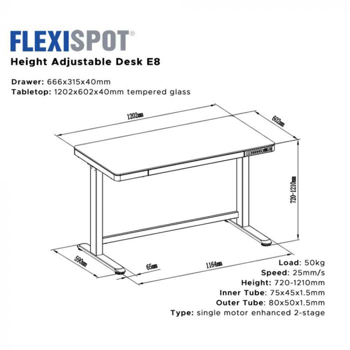 FlexiSpot COMHAR E8B Electric Height-Adjustable Black Desk