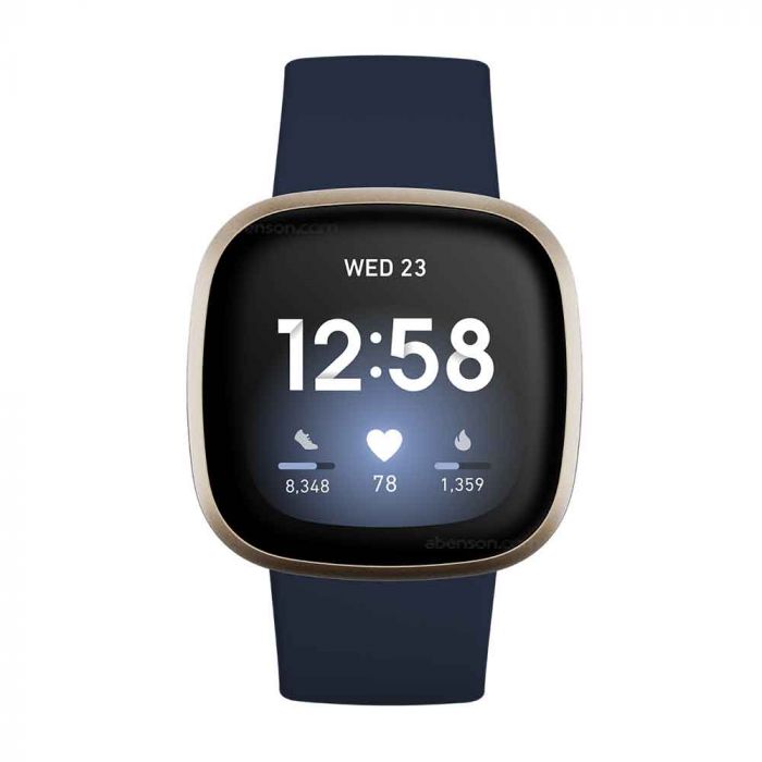 Fitbit Versa 3 Activity Tracker Midnight / Soft Gold Aluminum - outlets NEW -