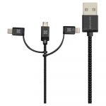 Promate Unilink TrioGrey 3-in-1 Smart USB Cable