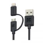 Promate linkMate.Duo Black Dual-Ended Cable with Micro-USB and Lightning Connector 