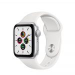 Apple Watch SE GPS 40mm Silver Aluminum Case with White Sport Band Smartwatch