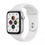 Apple Watch SE GPS 44mm Silver Aluminum Case with White Sport Band Smartwatch