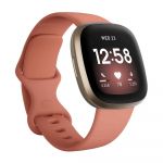 Fitbit Versa 3 Pink Clay / Soft Gold Aluminum Health, Fitness, and GPS Tracker Wristband