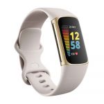 Fitbit Charge 5 Lunar White / Soft Gold Stainless Steel Health, Fitness, and GPS Tracker Wristband