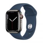Apple Watch Series 7 GPS + Cellular 41mm Graphite Stainless Steel Case with Abyss Blue Sport Band Smartwatch