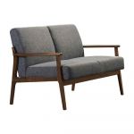 abensonHOME Fritz Light Walnut/Grey 2-Seater Wooden Sofa
