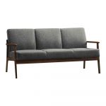 abensonHOME Fritz Light Walnut/Grey 3-Seater Wooden Sofa