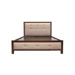 Homeplus Girvil Light Grey/Walnut 60x75 inches Queen Padded Bed Frame
