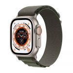Apple Watch Ultra GPS + Cellular 49mm Titanium Case with Green Alpine Loop, Small