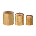Habitat Poly Set of 3 Round Natural Baskets with Cover