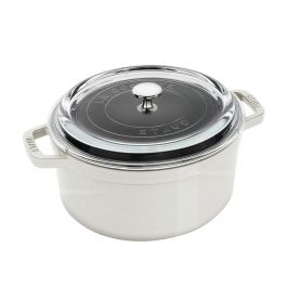 Staub 30.30x24x14.20cm Round White Truffle Cocotte with Glass Lid ...