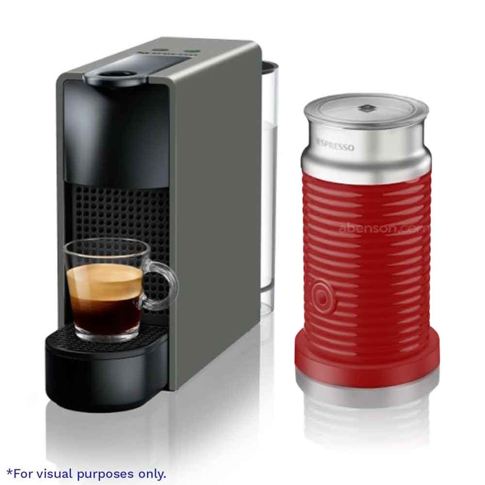 Nespresso Essenza Mini Grey Aeroccino Red Bundle